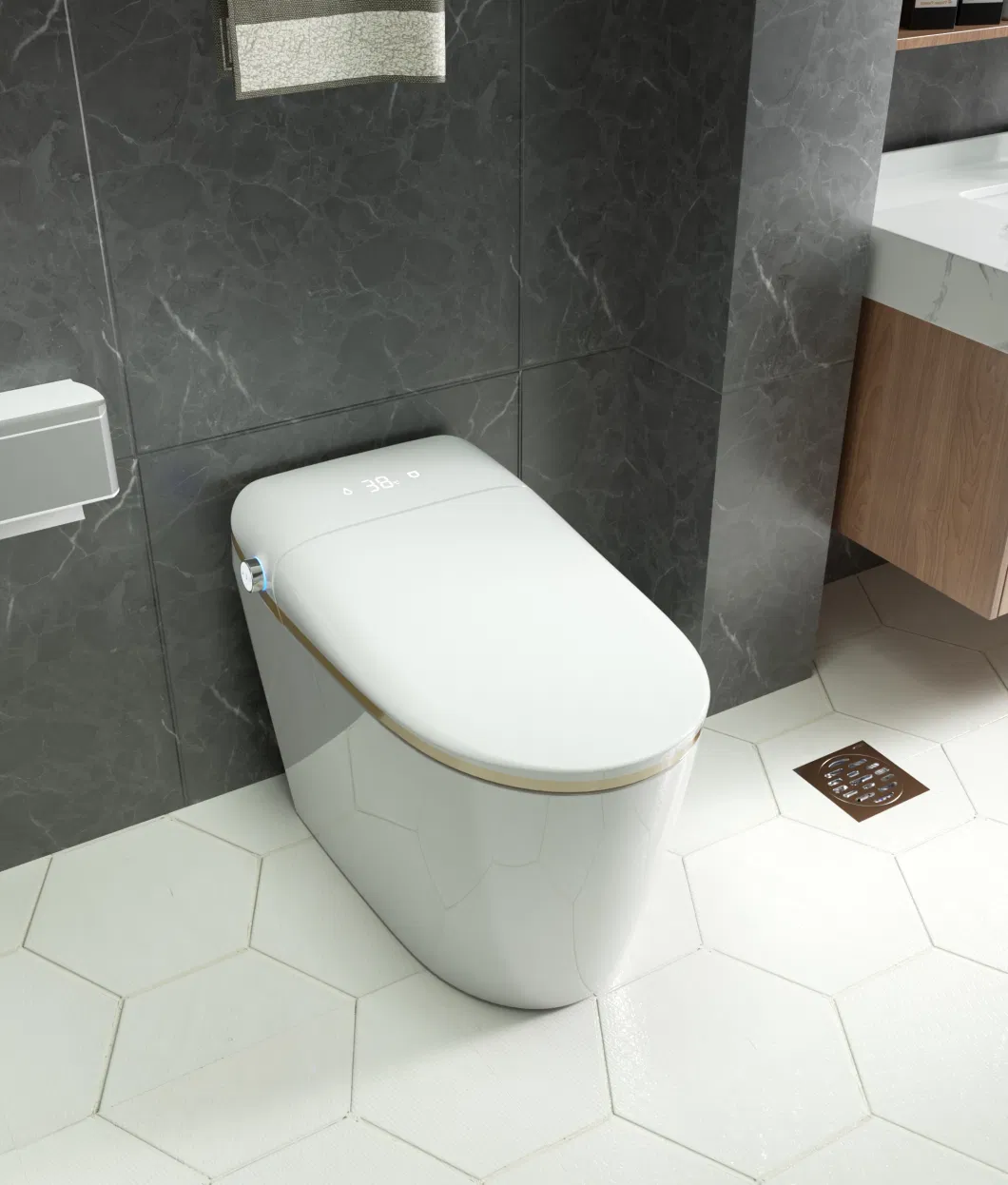 Intelligent Toilet Foot Automatic Sensor Electronic Flush Smart Toilet with Bidet