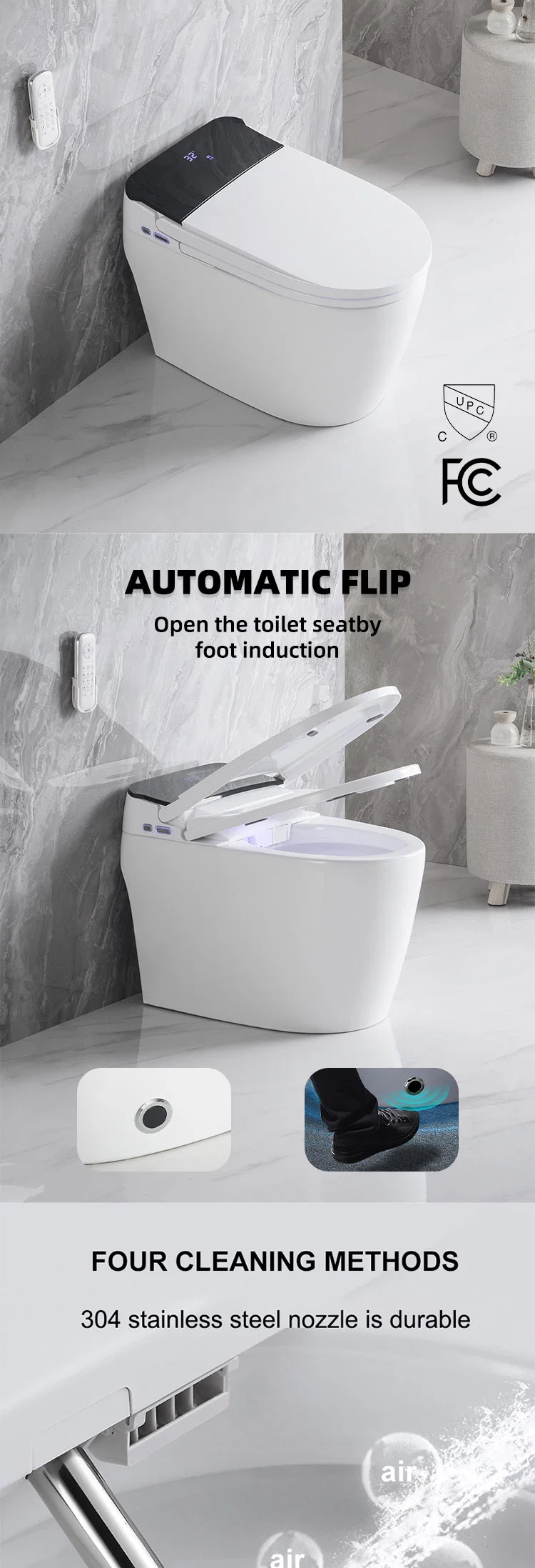 Cupc Kids Mode Automatic Flush Electric Bidet Wc Intelligent Smart Toilet with Remote Control