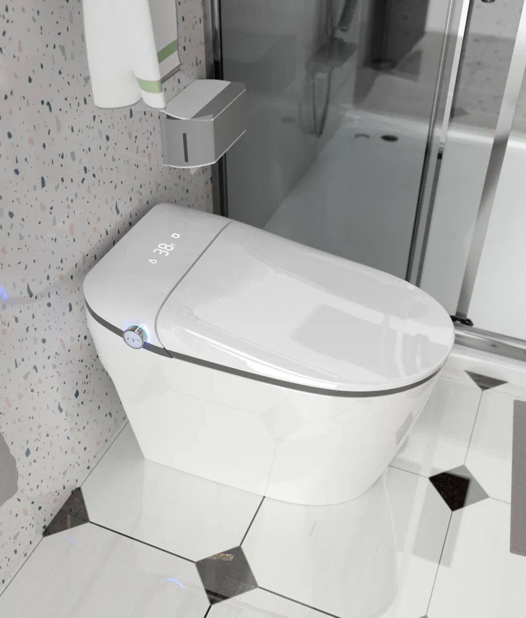 Intelligent Toilet Foot Automatic Sensor Electronic Flush Smart Toilet with Bidet