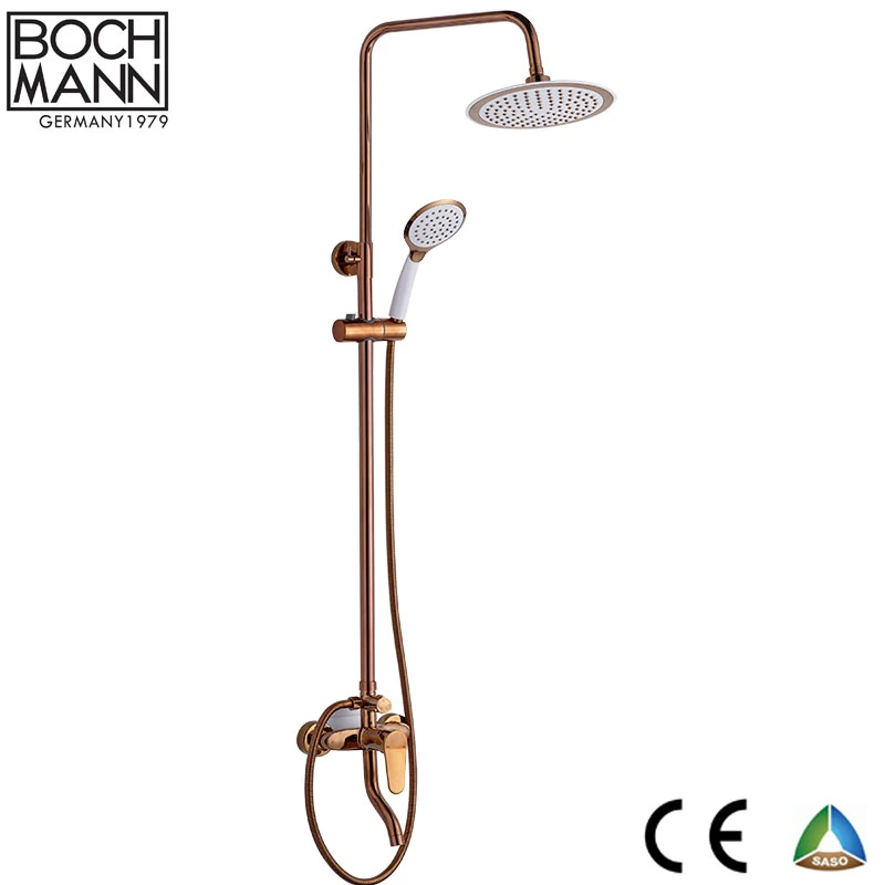 Middle East Gold Rose Gold Color Bathroom Shower Set Faucet with Marble Stone