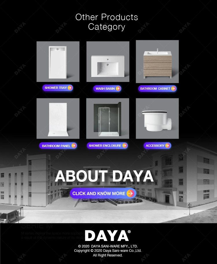 Daya Custom Size Shower Pan Solid Surface Resin Stone Shower Tray Supplier