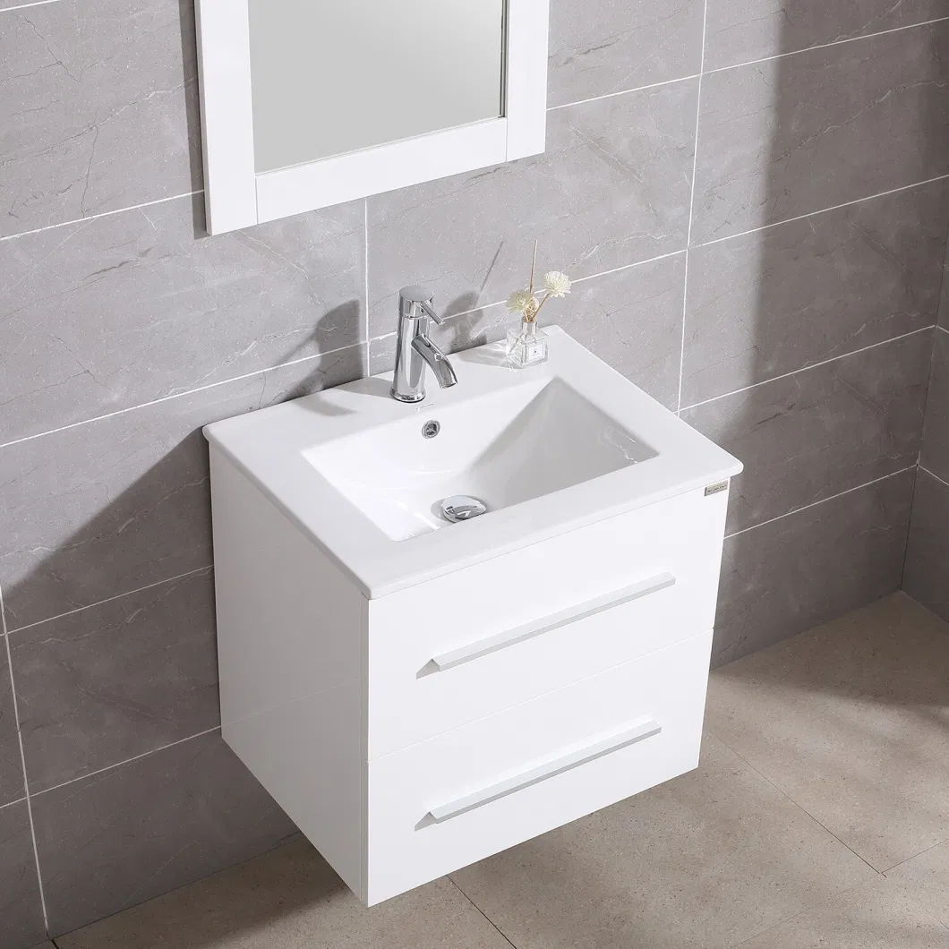Luxury Modern Wall Mounted Manufactured Wood Vanities Bathroom Cabinet Set Cabinet with Ceramic Sink Mirror Vanity
