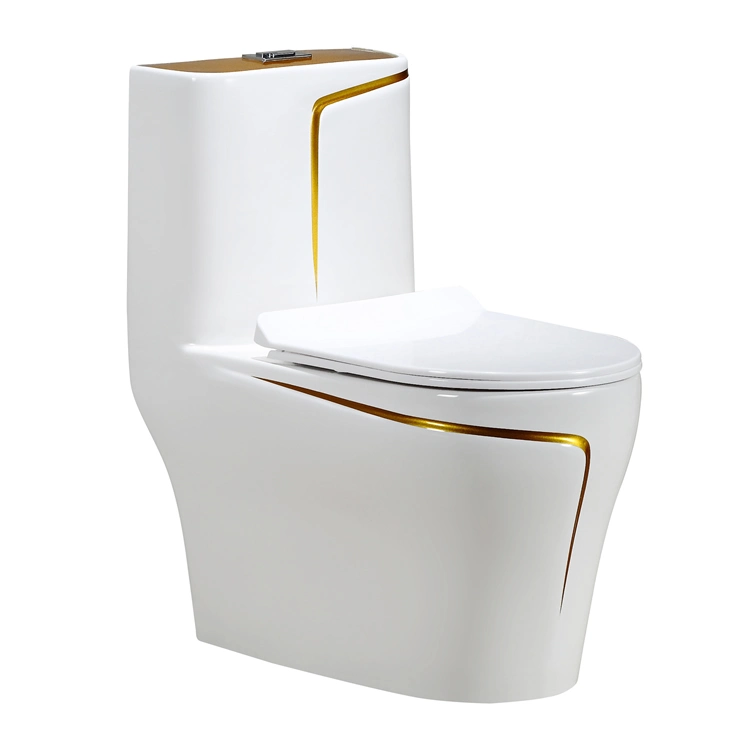 Ortonbath Colorful Green Grey One Piece Inodoros Sanitarios Ceramic Golden Toilet Bathroom Commode Black Wash Down Siphonic Toilet with 300mm Rough in