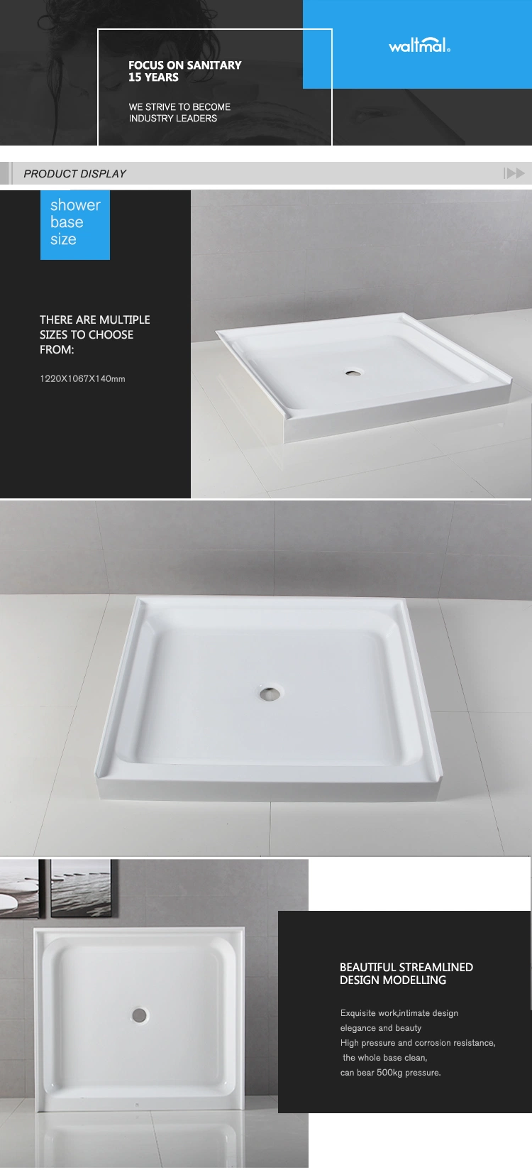 48X42 Inch Waltmal Bathroom High Quality Acrylic Shower Trays