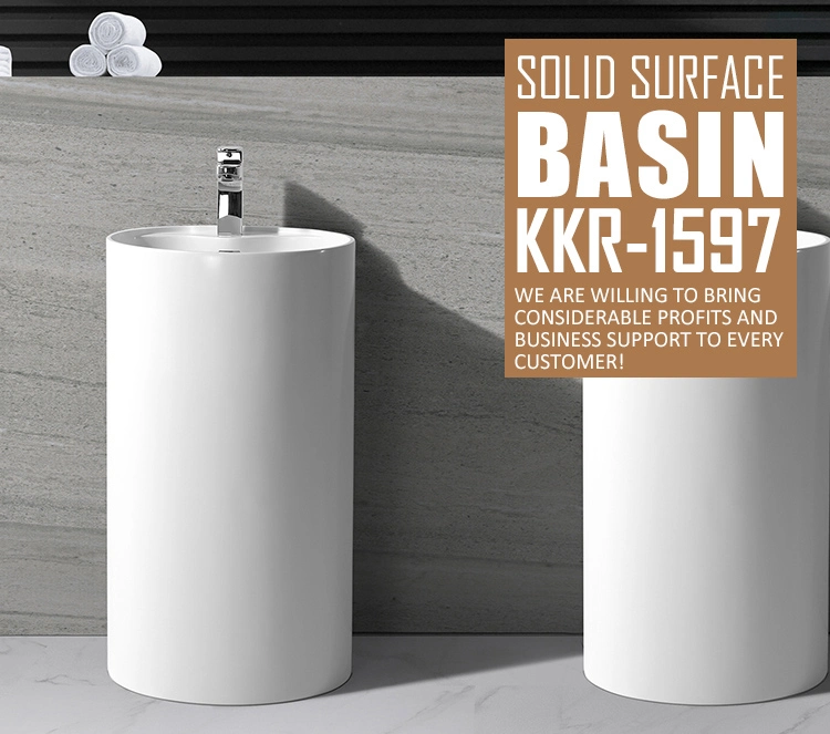 Composite Stone Solid Surface Freestanding Wash Basin Bathroom Pedestal Sink