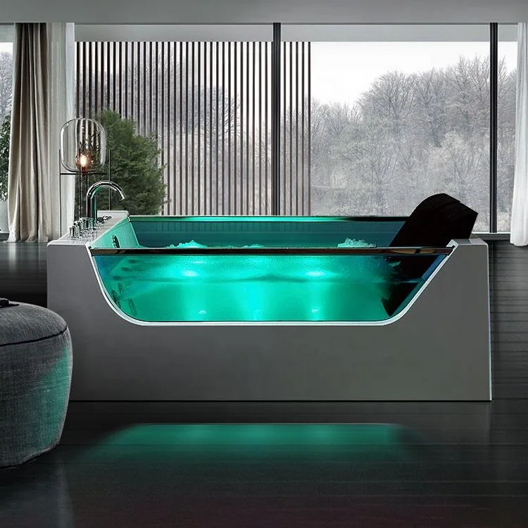 Massage Bath SPA Acrylic Big Bathtub Hotel LED Jet 2 Person Bath Outdoor Hot Tub