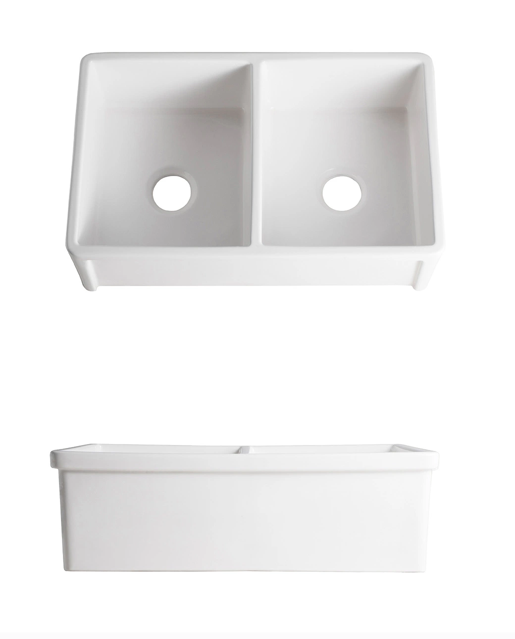 New Arrival Apron Front Double Bowl Ceramic White Porcelain Kitchen Sink Bathroom Basin