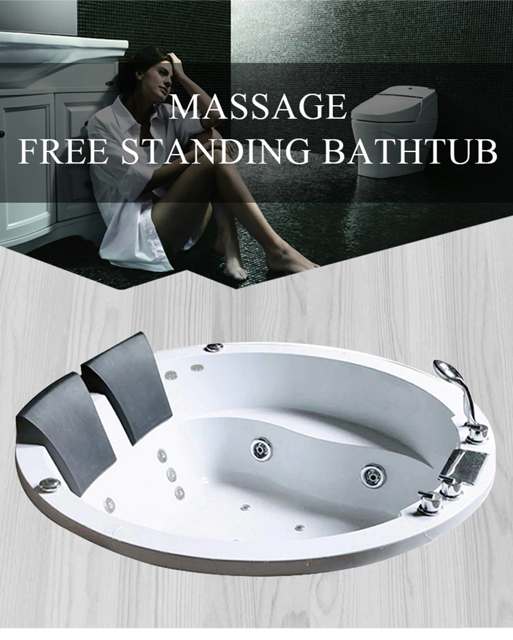 New Model Bathtub Two People Bathtub LED Light Massage Corner Bath Tub