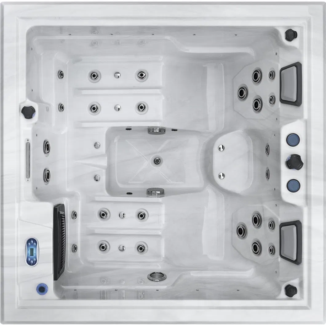 New Square Acrylic 3 4 Person Bathroom Hydro Air Massage Big Hot Bath Tub SPA Jacuzzi Outdoor Bathtub