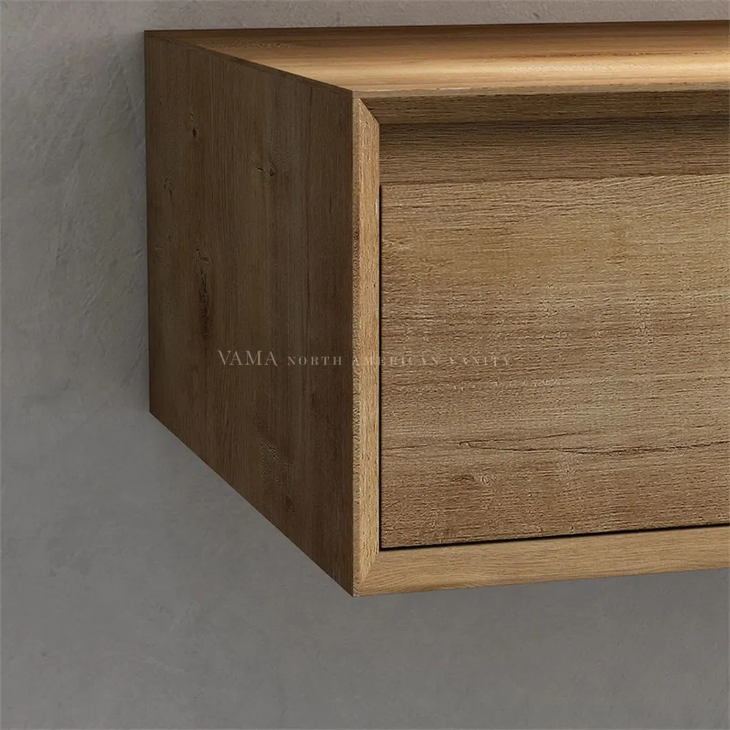 Vama 150cm One Piece Rock Stone Double Drawers Bathroom Cabinet Oak Wood Color Unit