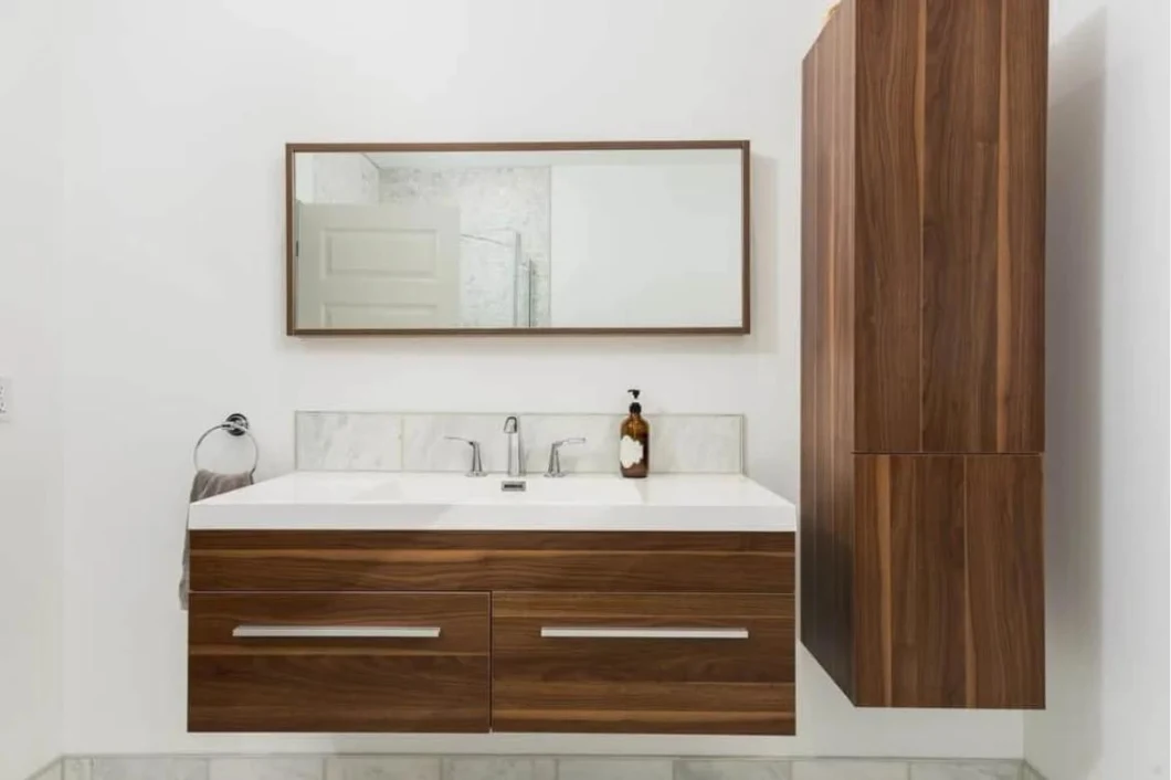 Wall Mounted Modern Bathroom Vanity Double Sink 3 Drawers 3 Drawers with Side Cabinet Bathroom Vanity