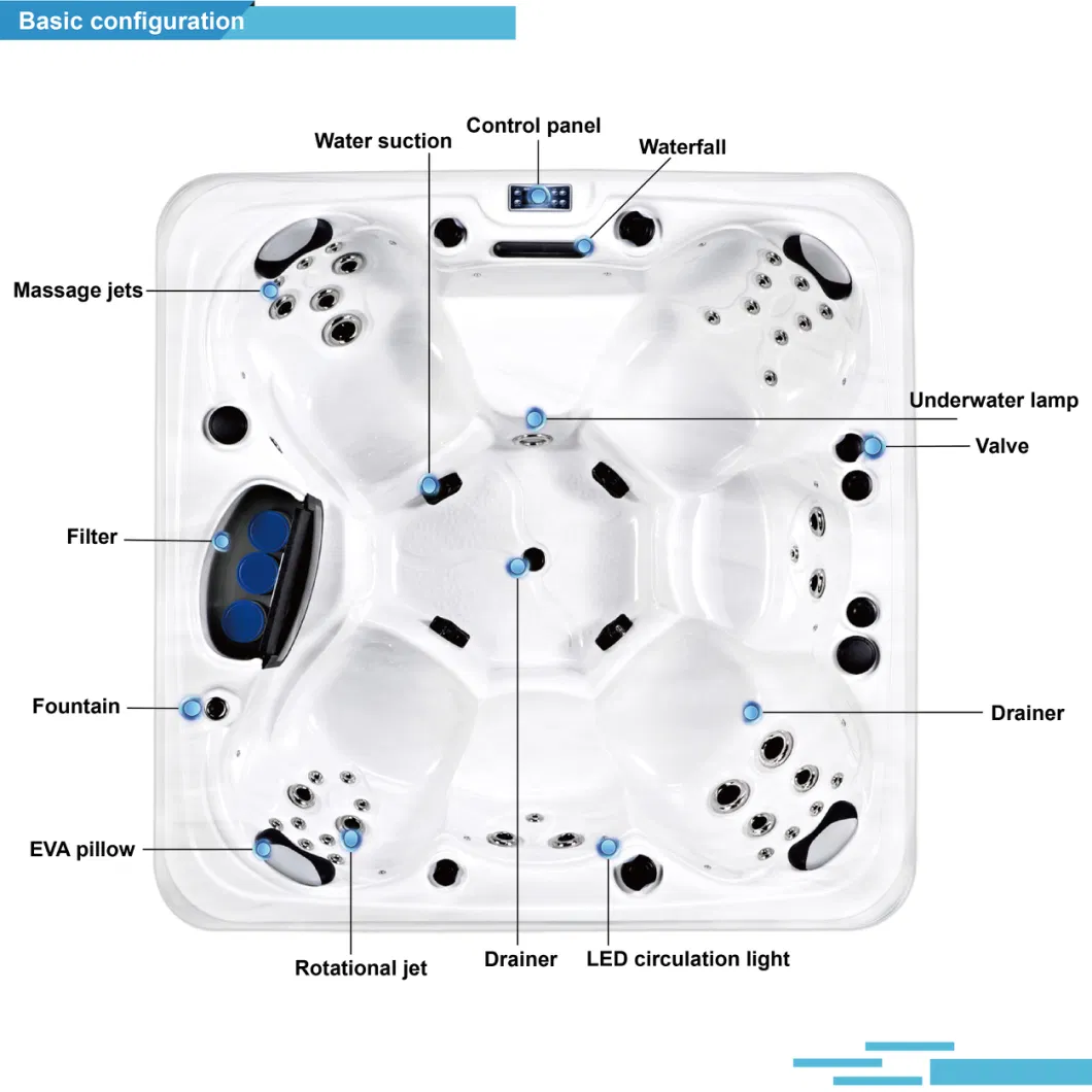 6 Person Balboa Plug and Play Functional Acrylic Hot Tubs with 40PCS Jets