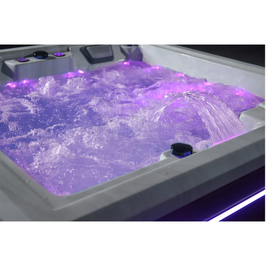 New Square Acrylic 3 4 Person Bathroom Hydro Air Massage Big Hot Bath Tub SPA Jacuzzi Outdoor Bathtub