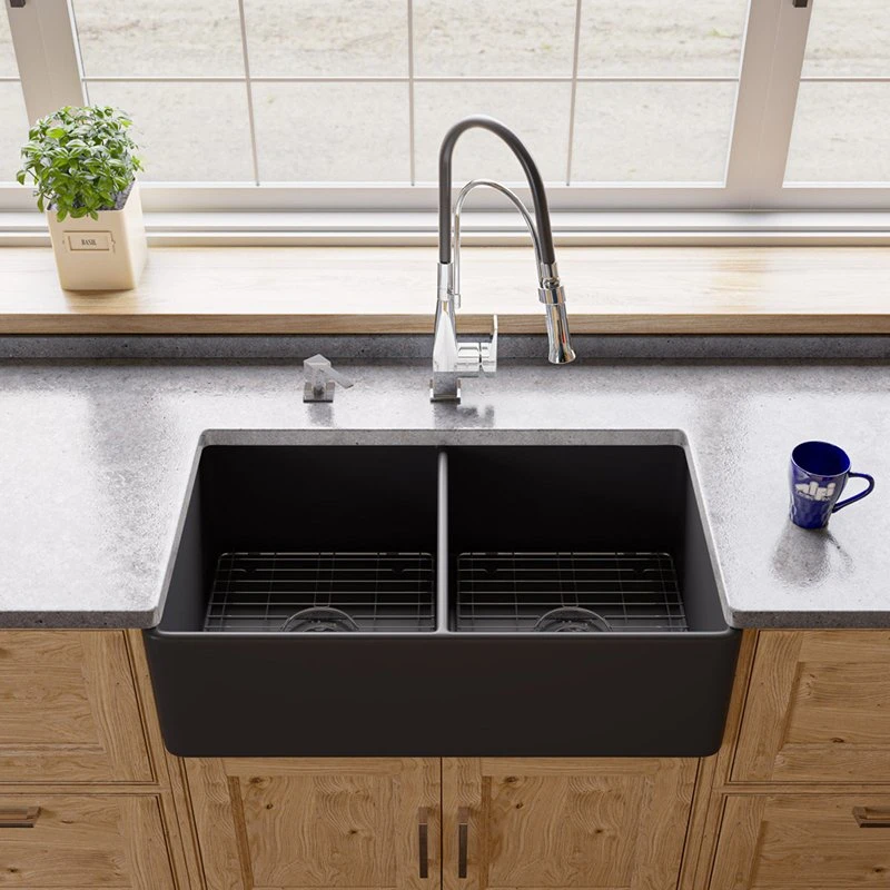 Cupc Certificated Composite Granite Sink Double Bowl Handmade Sink Kitchen Farmhouse Sink