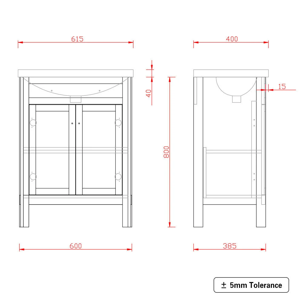 800mm Traditional Bathroom Grey Vanity Sink Unit Cabinet Basin Floor Standing Storage Furniture