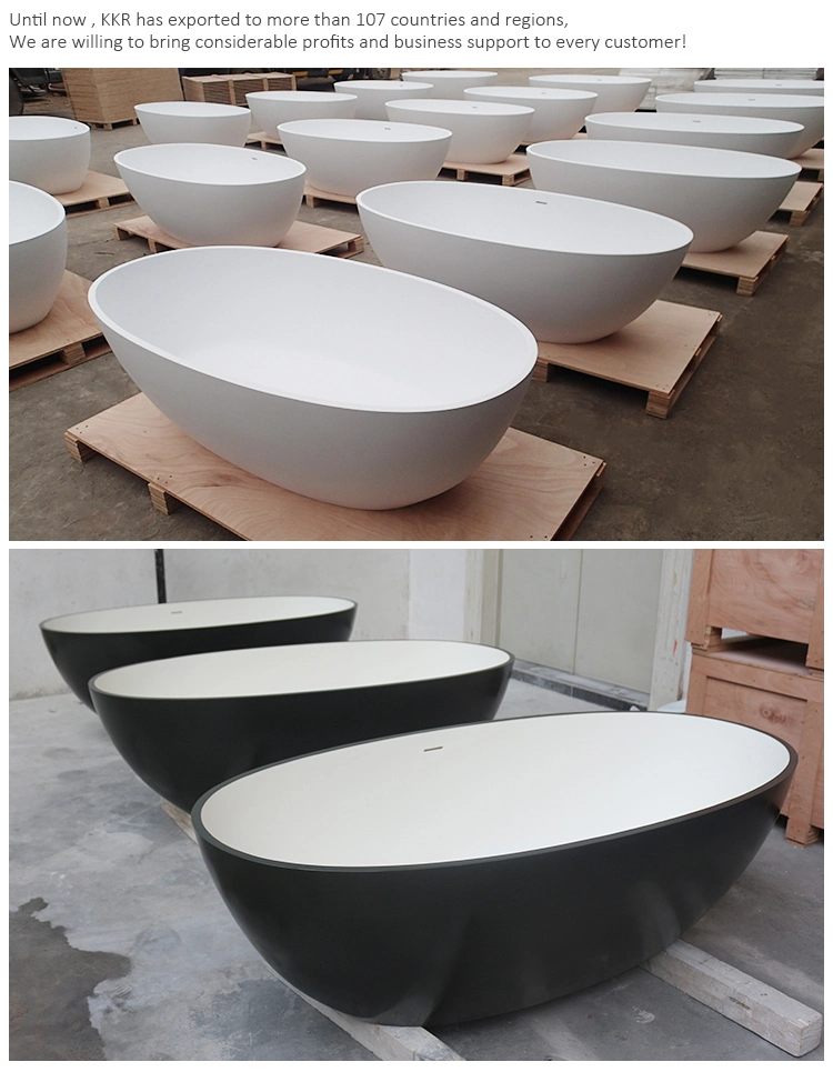 52&quot; Solid Stone Resin Grey Black Pink Solid Surface Small Bathtub
