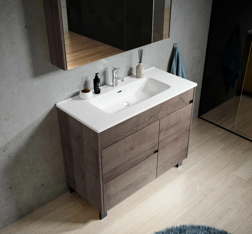 Bathroom Vanity Unit 100cm Brown Oak Washbasin Vanity Unit