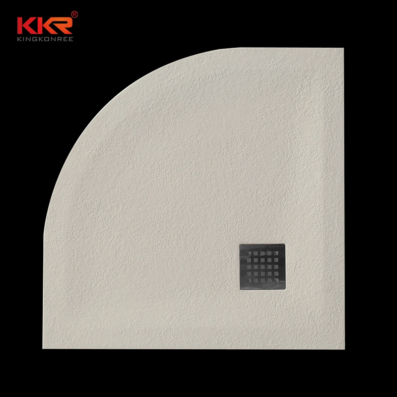 Kkr Factory Price Bathroom Solid Surface Shower Base Pure Sectored Poly Marble Shower Trays