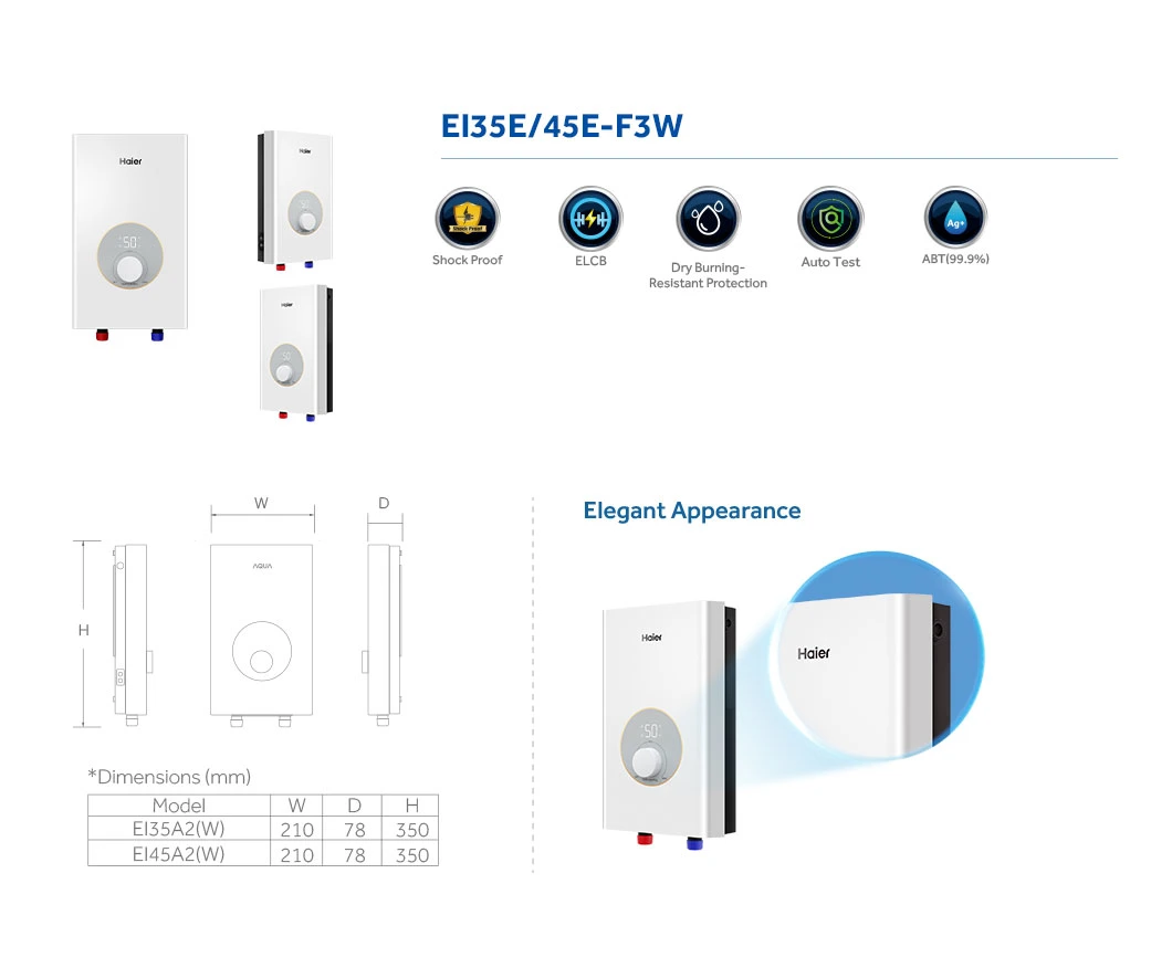 Competitive Price Low-Power 220V Instant Electric Tankless Shower Hot Water Heater for Kitchen and Sink