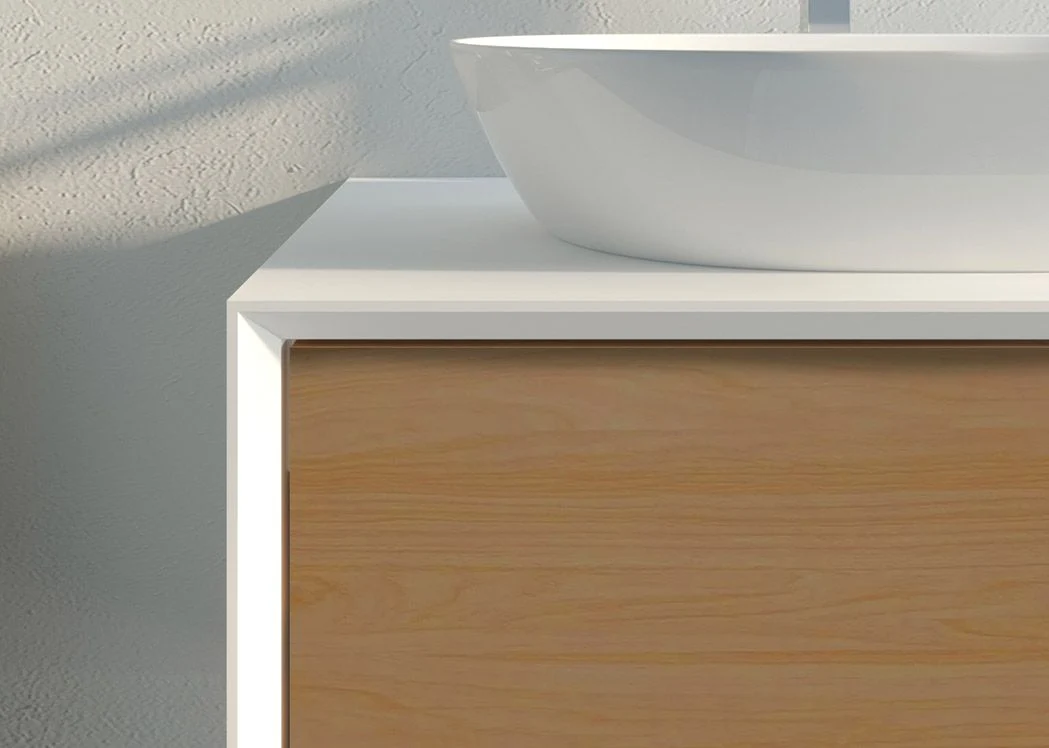 Wall Hung 1600mm Bathroom Cabinet Natural Wood and White