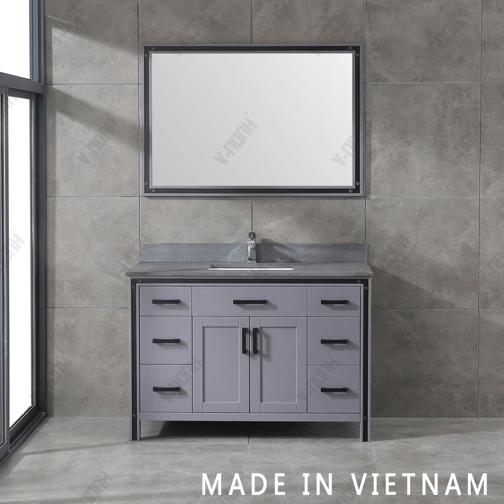 48inch Double Sink Free-Standing Solid Wood Matt White Cabinet Bathroom Vanity