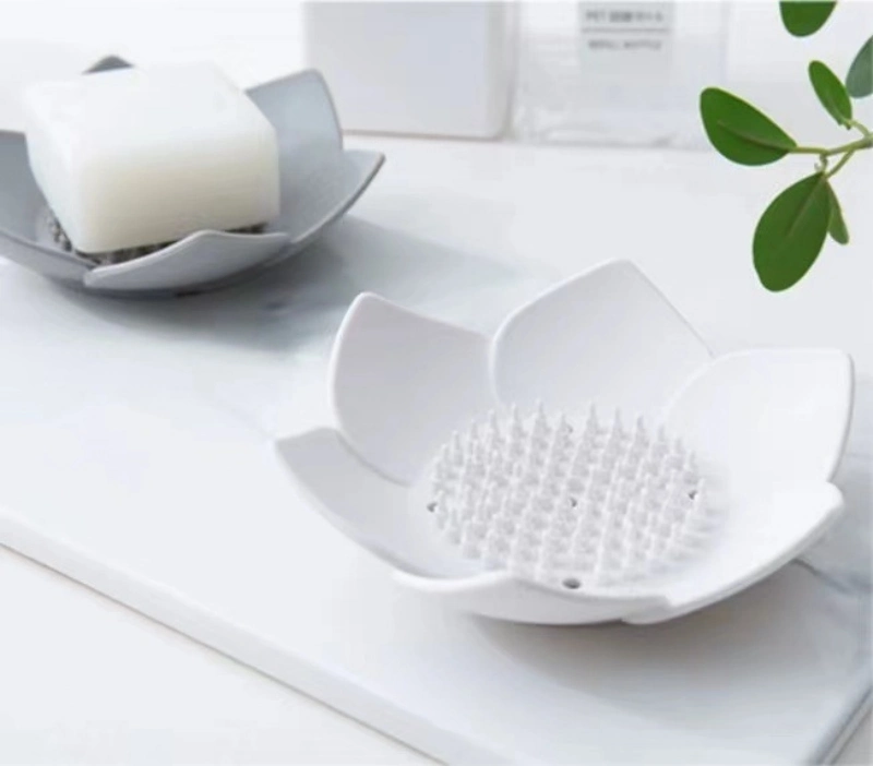 for Bathroom Shower Accessory Lotus Flowers Soap Dish Silicon Soap Holder Non-Slip Flexible Soap Tray