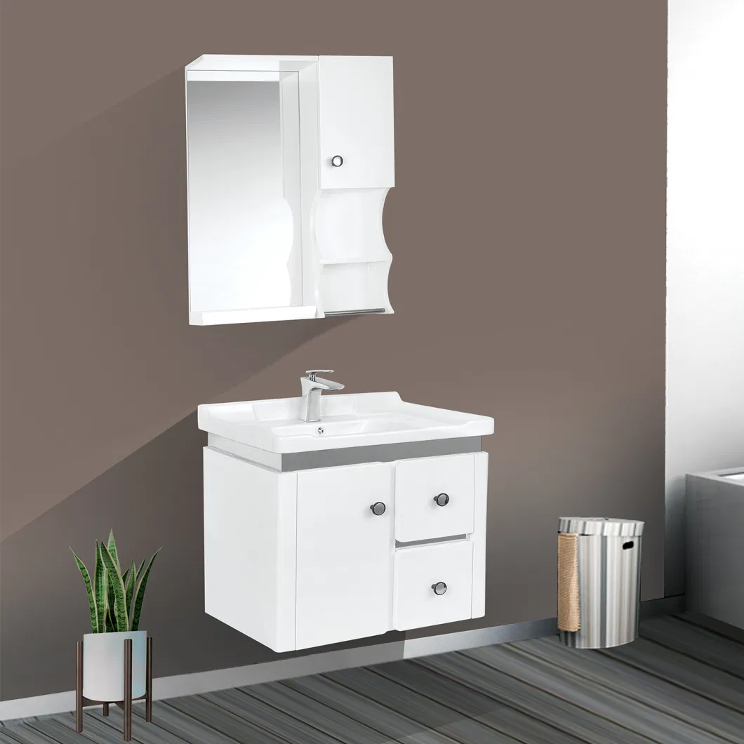 White PVC Bathroom Furniture with Mirror Cabinrt