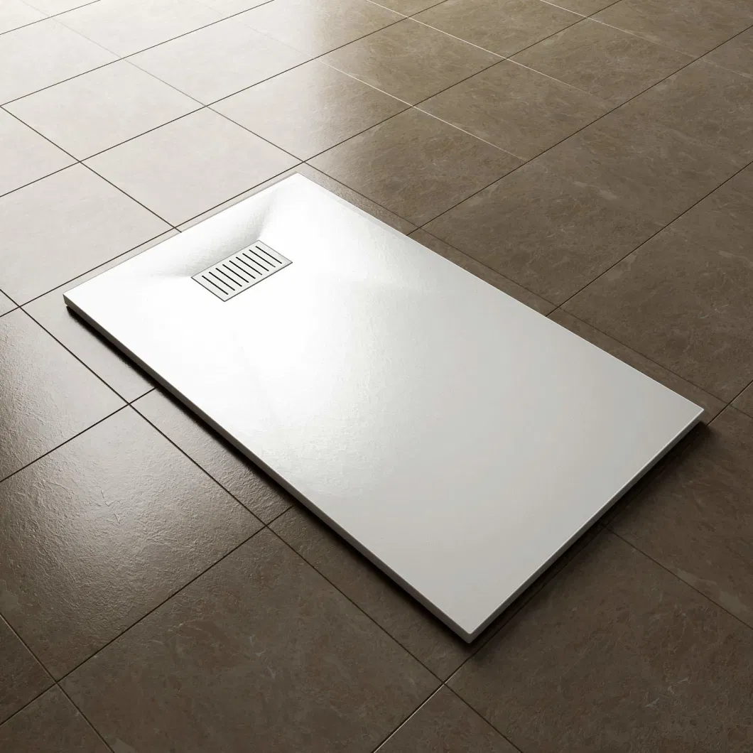 Rectangular White SMC Shower Tray Low Profile with Stone Finish