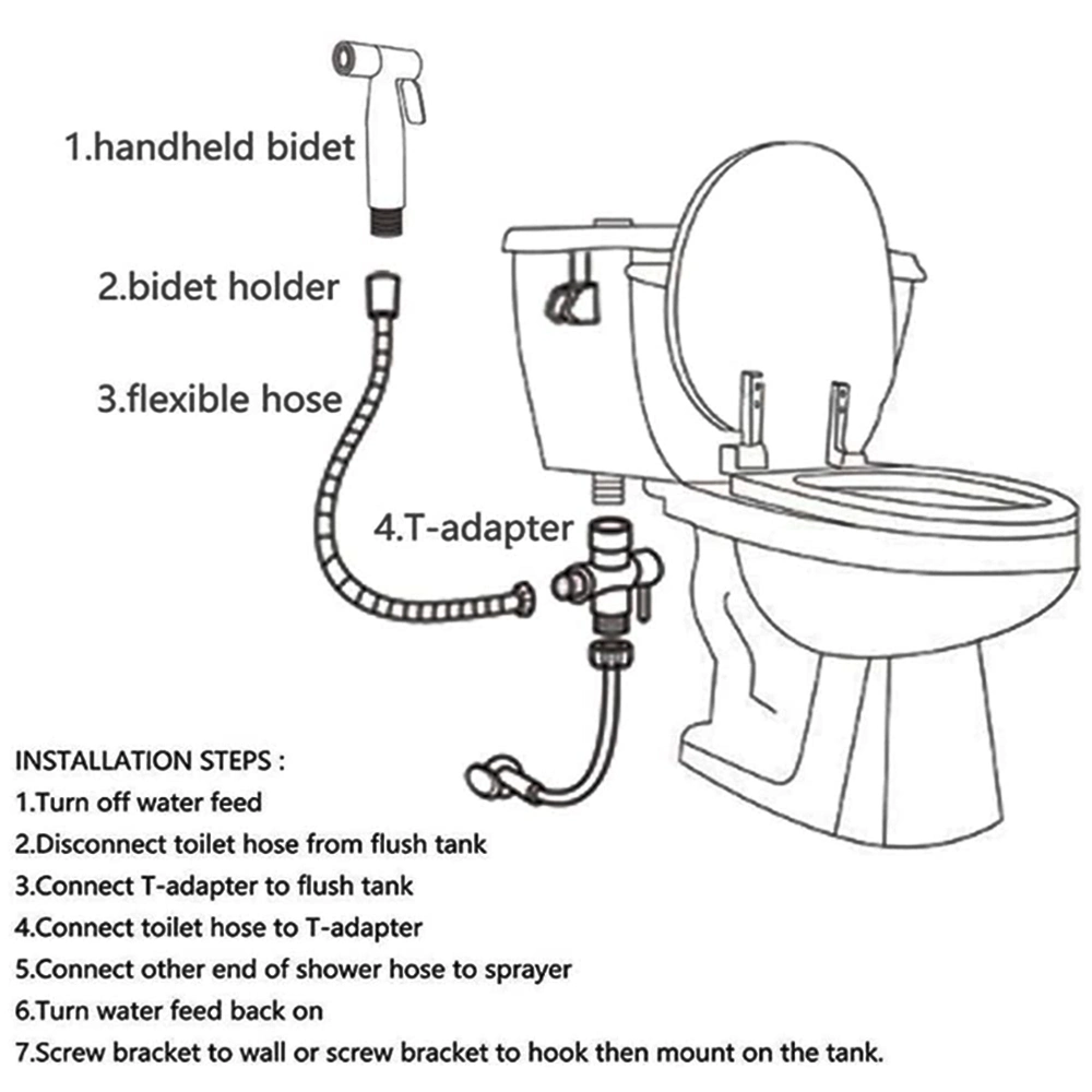 Brass Brushed Horizontal Stainless Steel 304 Bidet Shattaf Toilet Bidet