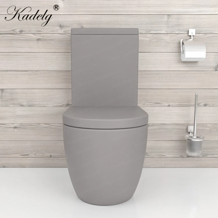 Made in China 2 Piece Toilet Matte Grey Ceramic Wc Toilet Luxury Sanitary Ware Rimless P Trap Toilet Watermark Toilet Bowl Ceramica Water Closet Bathroom Toilet