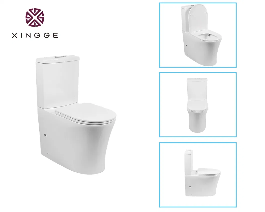 New Design China High-End Wc Ceramic Bathroom Sanitary Ware Supplier Rimless Water Closet Wash Down Toilet with Seat Cover