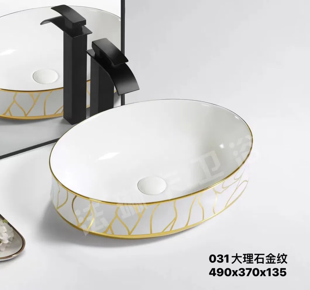 Fashion Ceramic Hand Wash Basin Black Matte Marble Above Counter Vanity Cabinet Bathroom Sink