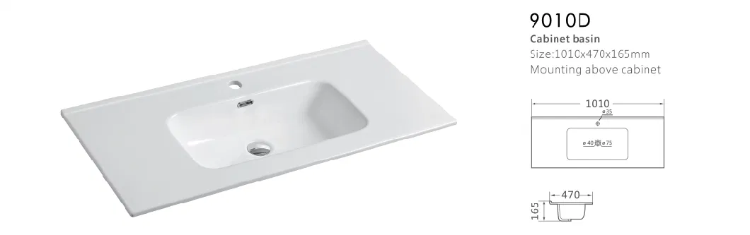 Cabinet Countertop Thin Edge Wash Hand Sanitaryware Basin Bathroom Sink (9060E)
