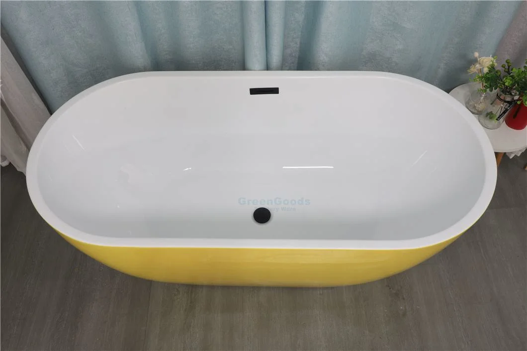 CE Certification 59 Inch Ellipse Acrylic Bathtub with for Two People