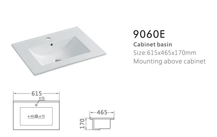 Cabinet Countertop Thin Edge Wash Hand Sanitaryware Basin Bathroom Sink (9060E)