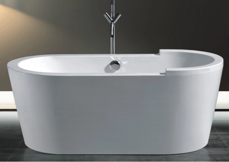 Ordinary Acrylic 1.5m Freestanding Oval Bathtub with Faucet Five-Piece Set for Sale