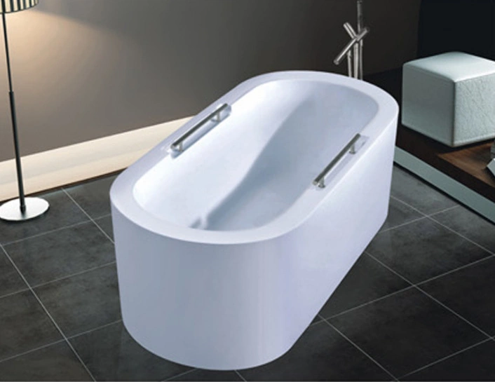 Ordinary Acrylic 1.5m Freestanding Oval Bathtub with Faucet Five-Piece Set for Sale