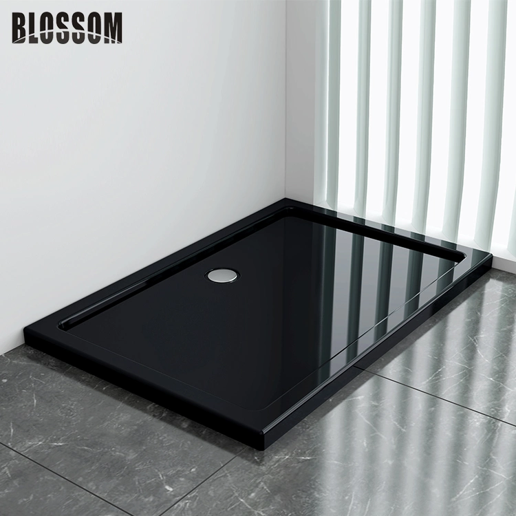 Low Profile Quadrant Acrylic Capped Resin Black Color Shower Base