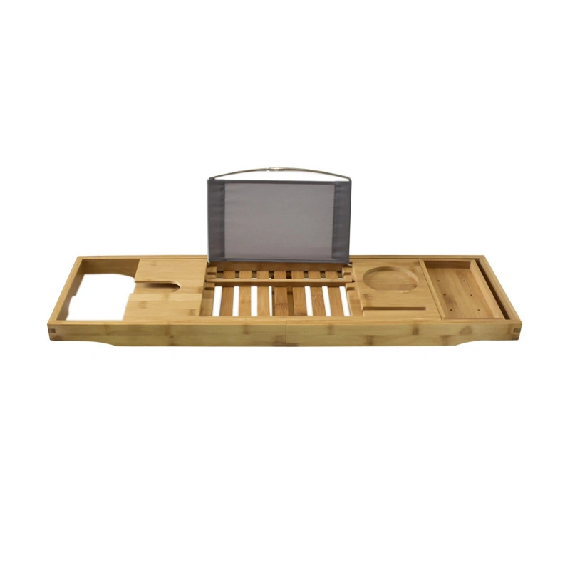 Multi-Functional Bath Stand Telescopic Storage Bathtub Caddy Bamboo Tray Organizing Wine Phone