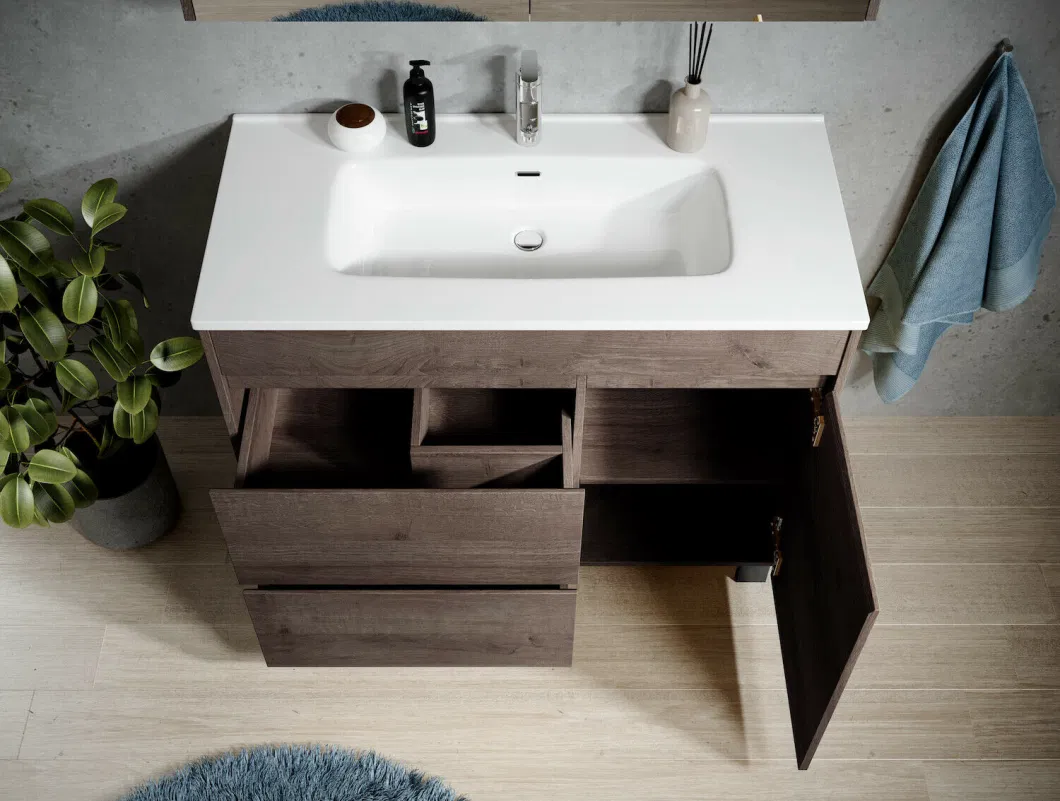 Bathroom Vanity Unit 100cm Brown Oak Washbasin Vanity Unit