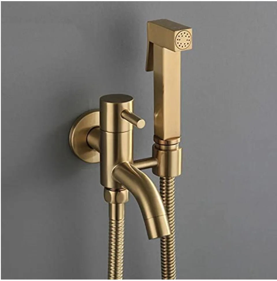 Brass Brushed Horizontal Stainless Steel 304 Bidet Shattaf Toilet Bidet