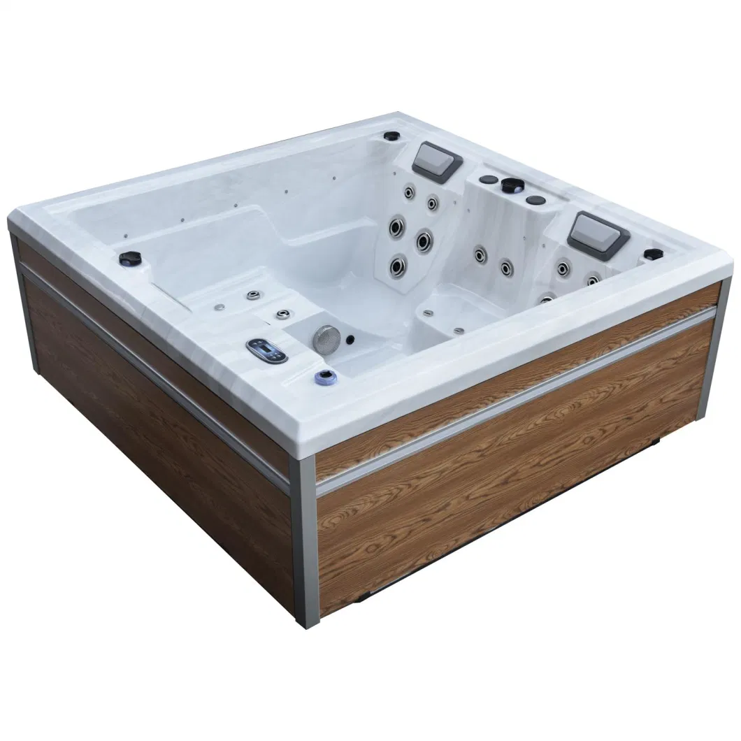 New Square Acrylic 3 4 Person Bathroom Hydro Air Massage Big Hot Bath Tub SPA Jacuzzi Outdoor Bathtub