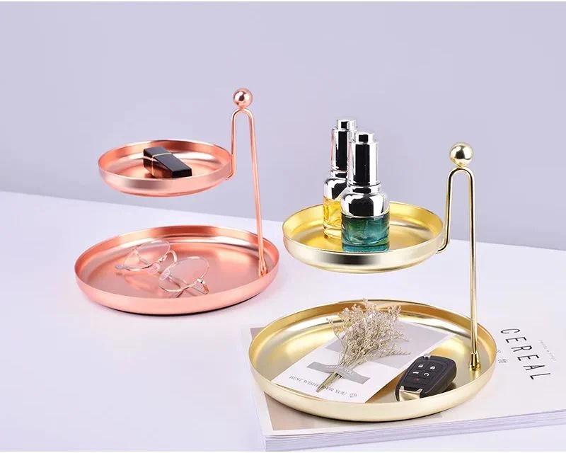 2-Tier Bathroom Countertop Organizer Decorative Tray Jewelry Vanity Tray