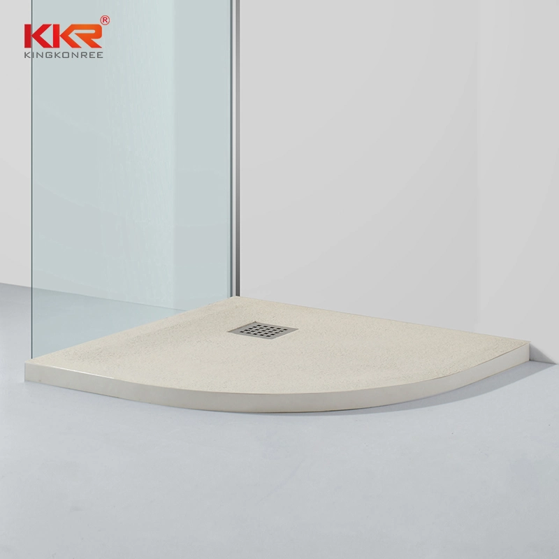 Kkr Factory Price Bathroom Solid Surface Shower Base Pure Sectored Poly Marble Shower Trays