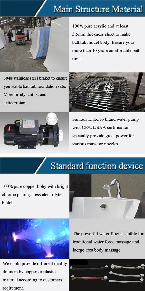 Foshan Hanse Hot Sale Jet Hydro Massage System SPA Whirlpool Bathtub with Pillow