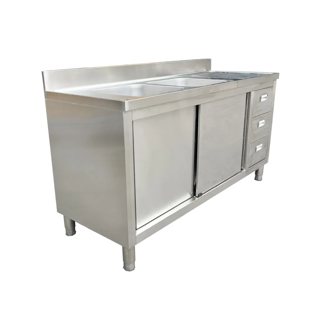 Commercial Restaurant Hotel Stainless Steel Kitchen Sink Wash Basin with Bowl and Working Workbench