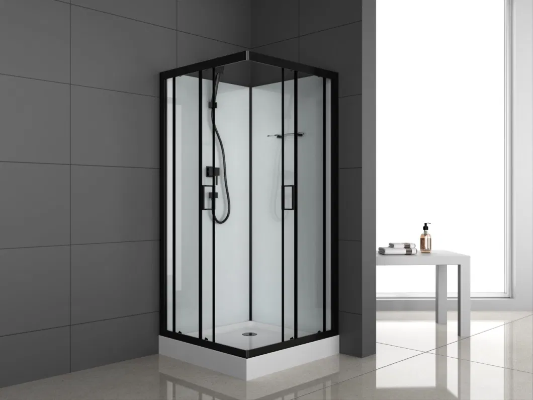 Simple Shower Enclosure with White Painting Glass Wall