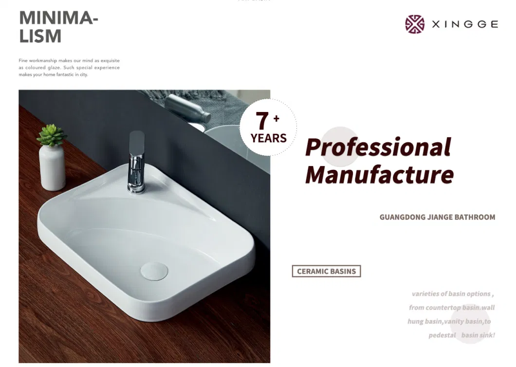 Economic Ceramic Wash Basin Sink Irregular Above Countertop Vanity Bathroom Sink