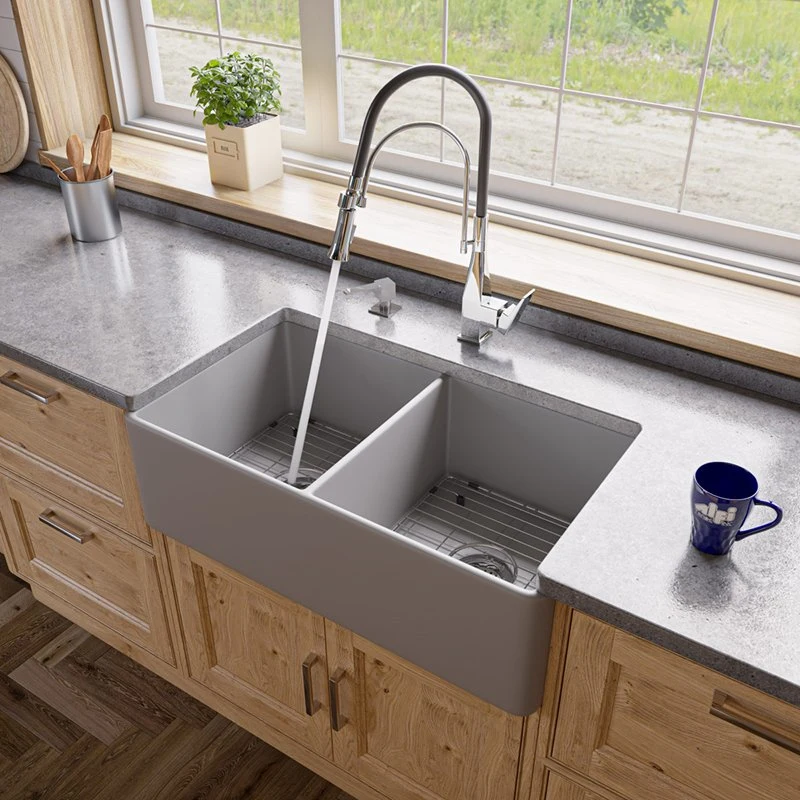 Cupc Certificated Composite Granite Sink Double Bowl Handmade Sink Kitchen Farmhouse Sink