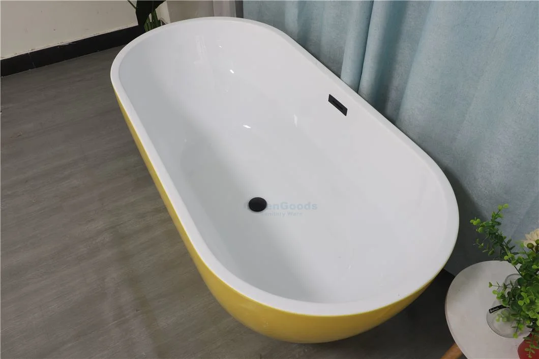 CE Certification 59 Inch Ellipse Acrylic Bathtub with for Two People